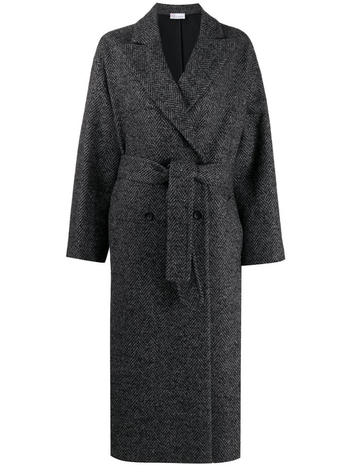 Red Valentino Red(v) Herringbone Pattern Coat - Grey