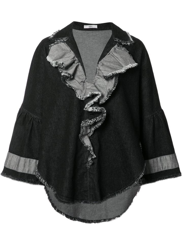 Tome Denim Ruffled Jacket - Black
