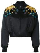 Marcelo Burlon County Of Milan - Tiger Embroidered Bomber Jacket - Women - Polyamide/polyester/viscose - M, Black, Polyamide/polyester/viscose