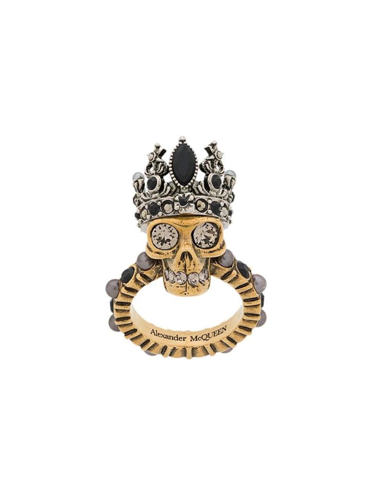 Alexander Mcqueen Queen Skull Ring - Gold