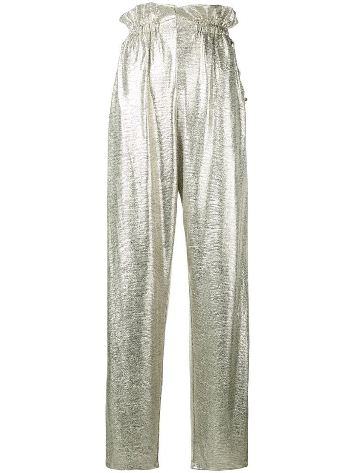 Balmain High Waist Palazzo Trousers - Metallic