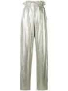Balmain High Waist Palazzo Trousers - Metallic
