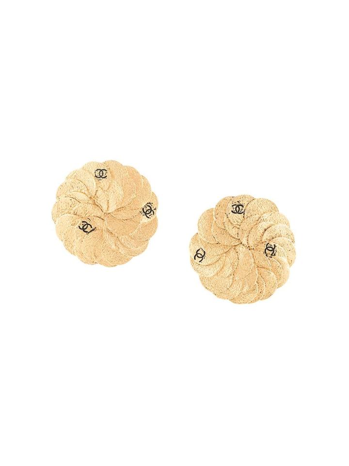 Chanel Pre-owned Cc Flower Earrings - Gold