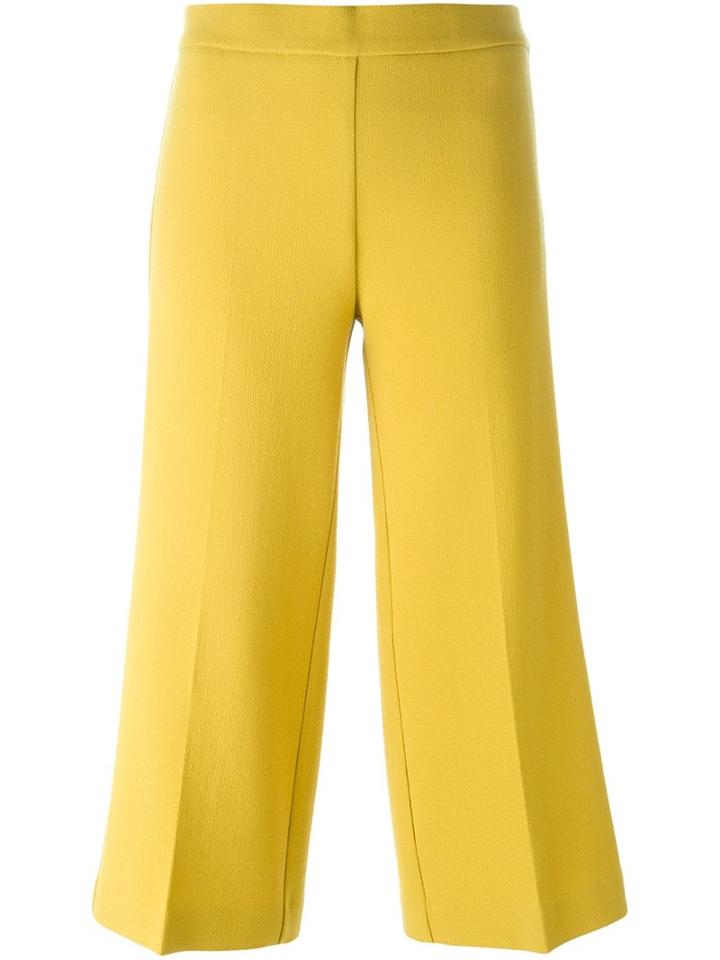 P.a.r.o.s.h. Flared Cropped Trousers, Women's, Size: Xl, Yellow/orange, Polyamide/spandex/elastane/wool