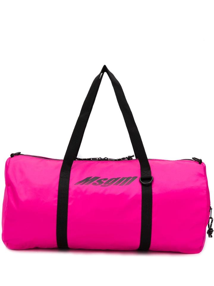 Msgm Logo Print Duffle Bag - Pink