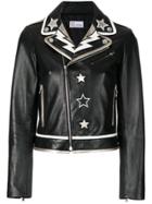 Red Valentino Patched Stars Biker Jacket - Black