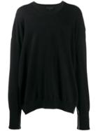 Ann Demeulemeester Oversized Round Neck Jumper - Black