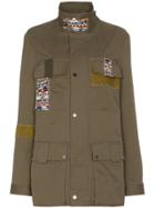 78 Stitches Military Jacket With Patches - Green