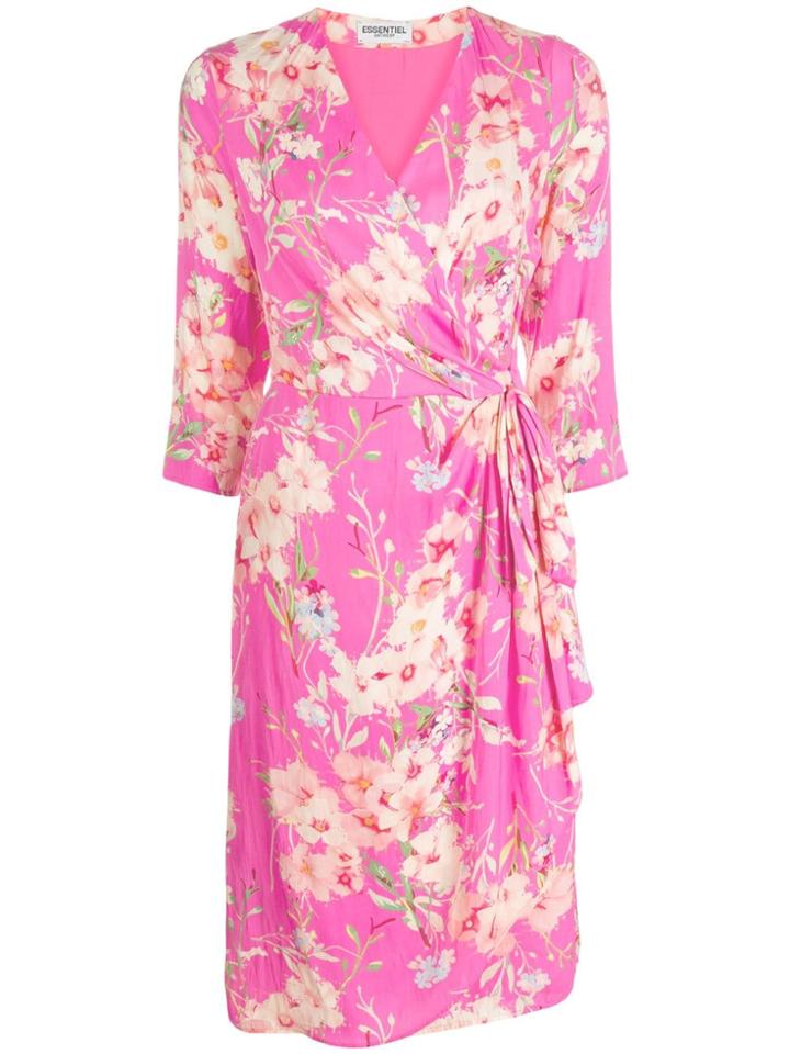 Essentiel Antwerp Floral Print Wrap Dress - Pink