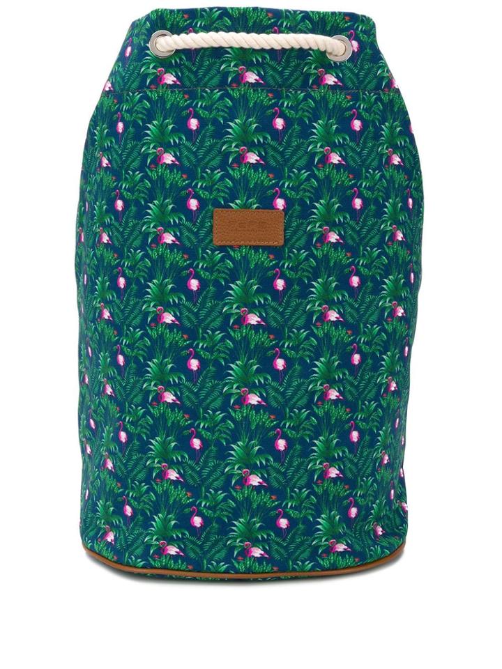 Fefè Flamingo Pattern Backpack - Green