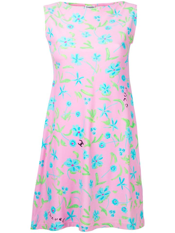 Chanel Vintage Cc Logo Sleeveless Dress - Pink & Purple