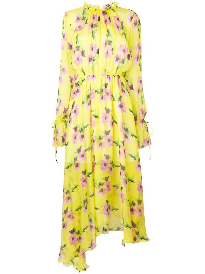 Msgm Floral-print Maxi Dress - Yellow