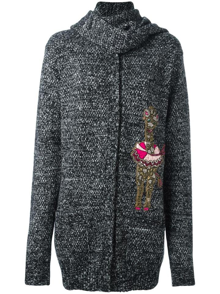 Dolce & Gabbana Circus Camel Patch Cardigan, Women's, Size: 42, Grey, Cashmere/silk/viscose/cupro