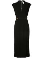 V-neck Fitted Dress - Women - Rayon - 8, Black, Rayon, Rebecca Vallance