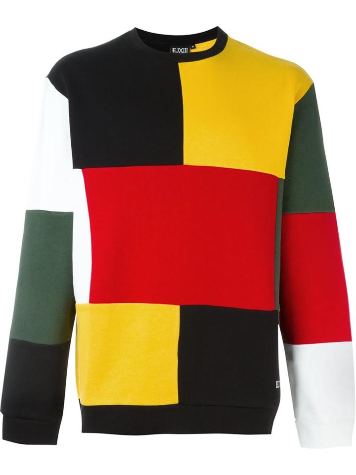 Ejxiii Patchwork Sweatshirt, Men's, Size: Large, Red, Cotton/polyester