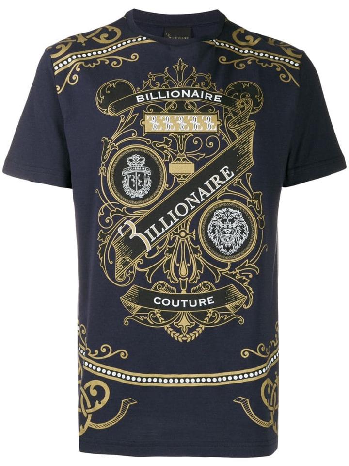 Billionaire Round Neck Statement T-shirt - Blue