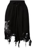 Distressed Shorts - Women - Polyester - M, Black, Polyester, Marcelo Burlon County Of Milan