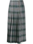 Cédric Charlier Pleated Plaid Skirt - Grey