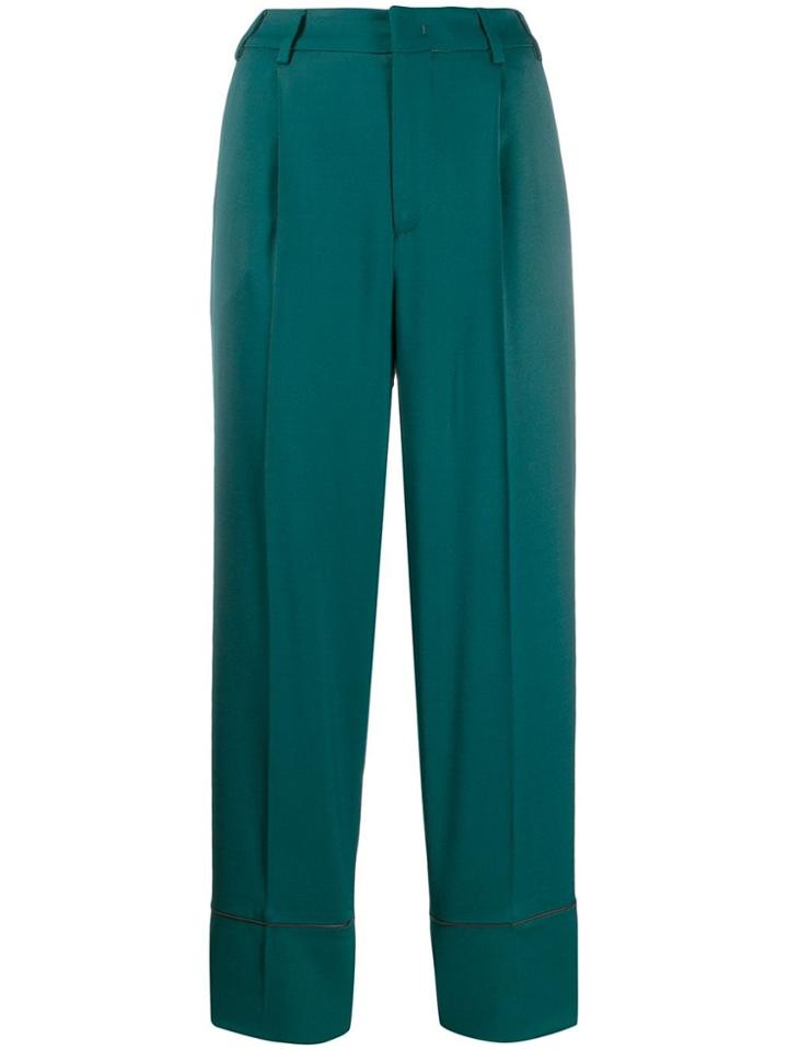Pt01 Daisy Contrast Piped Trousers - Green