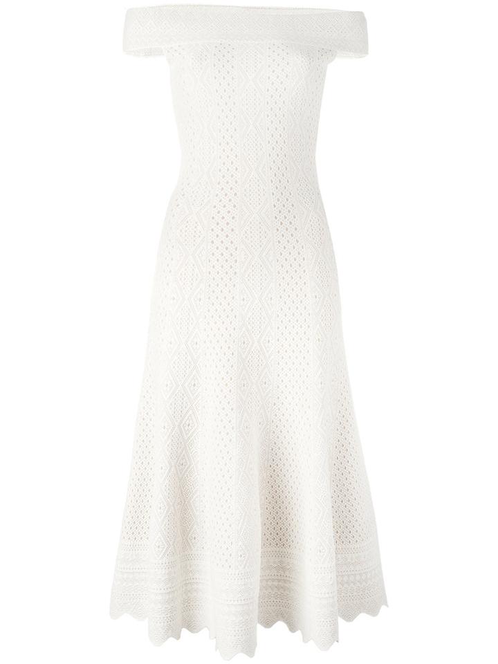 Alexander Mcqueen Lace-embroidered Flared Dress, Women's, Size: Small, Nude/neutrals, Viscose/silk/polyester