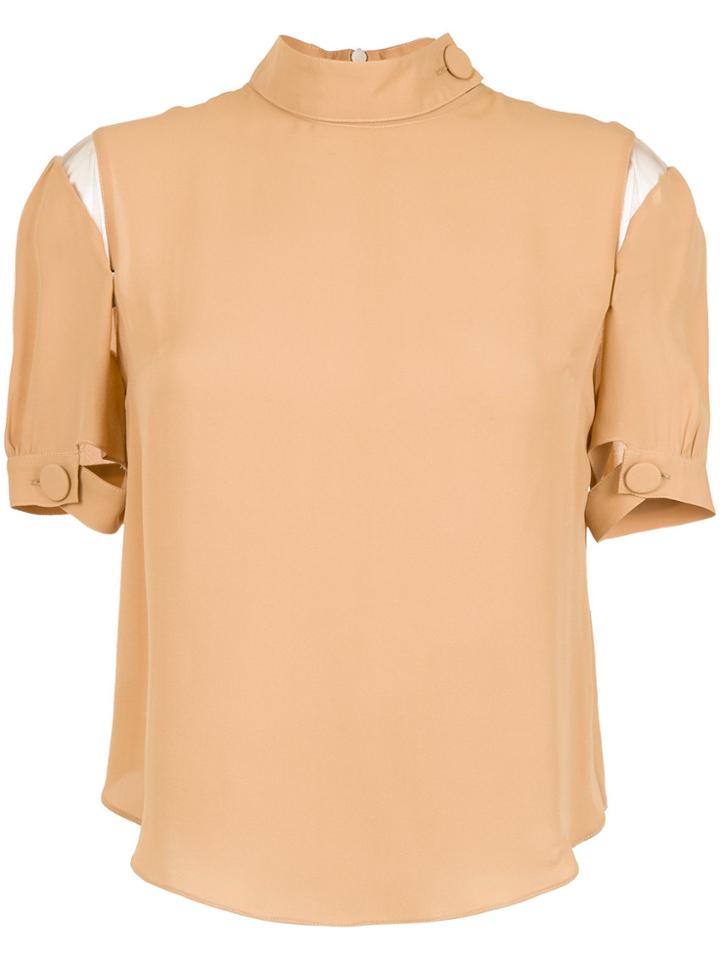 Nk Turtle Neck Silk Blouse - Nude & Neutrals