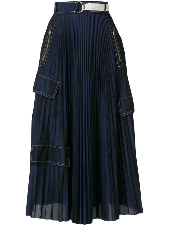 Aviù Pleated Design Skirt - Blue