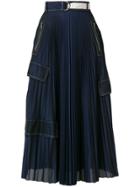 Aviù Pleated Design Skirt - Blue