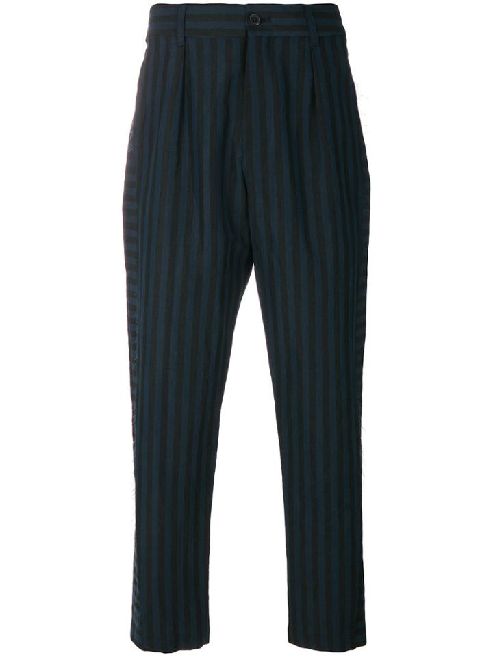 Damir Doma Striped Cropped Trousers - Blue