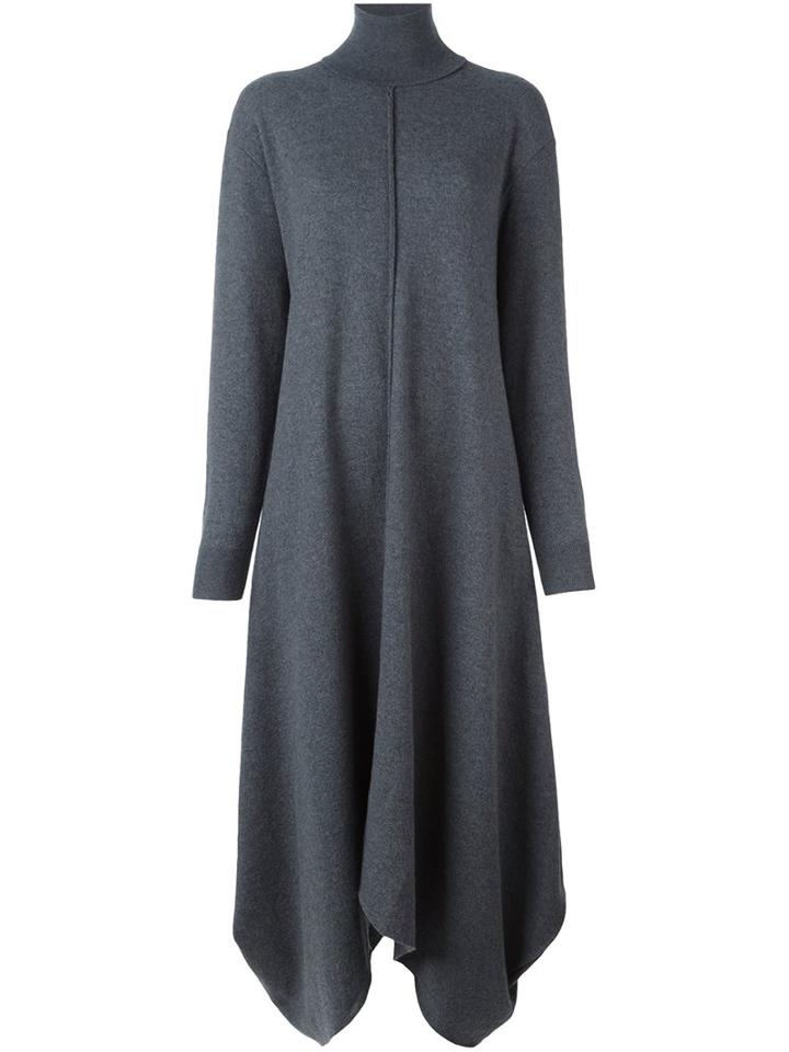 Stella Mccartney Ruched Roll Neck Dress, Women's, Size: 48, Grey, Polyamide/spandex/elastane/wool/virgin Wool