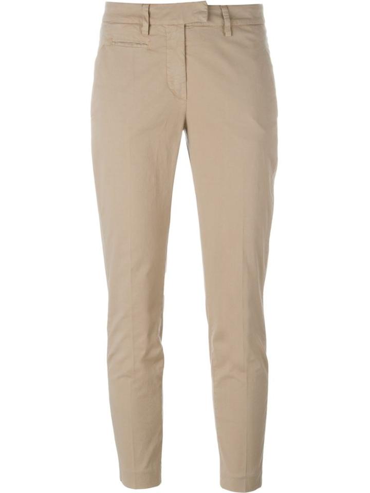 Dondup Cropped Chino Trousers, Women's, Size: 30, Nude/neutrals, Cotton/spandex/elastane