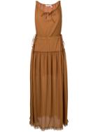 See By Chloé Pleated Maxi Dress - Brown