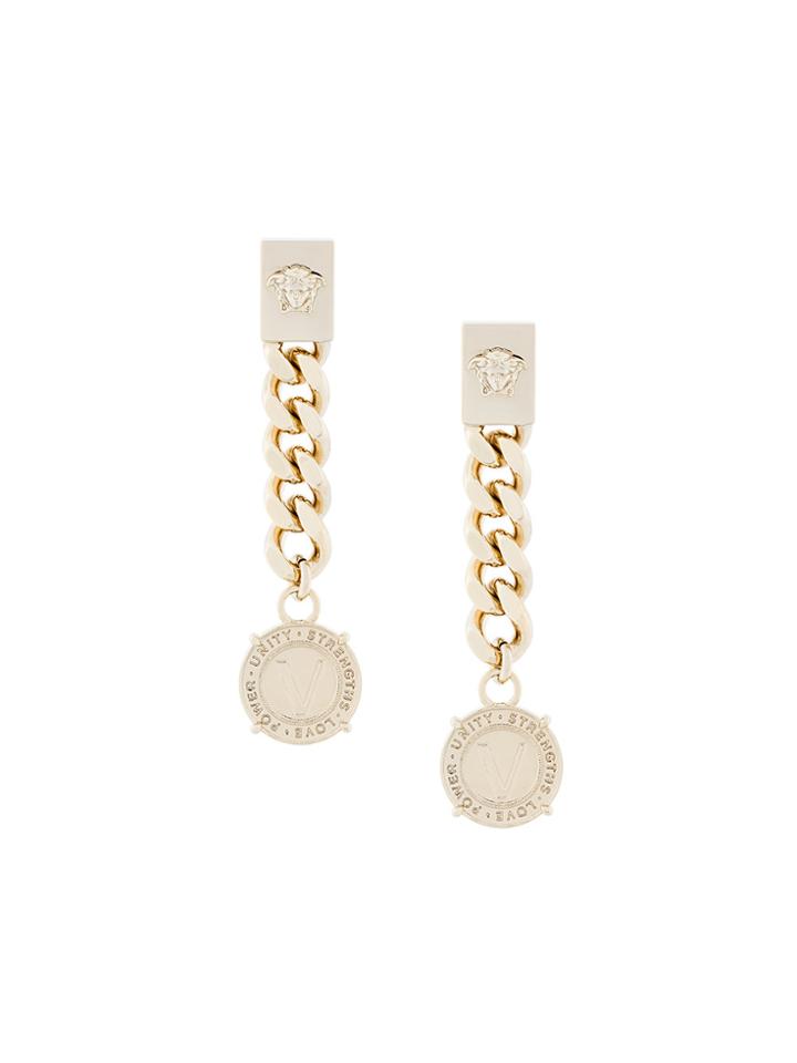 Versace Chain Medusa Logo Earrings - Metallic