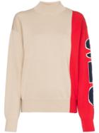 See By Chloé Colour-block Logo-sleeve Side-zip Jumper - Neutrals