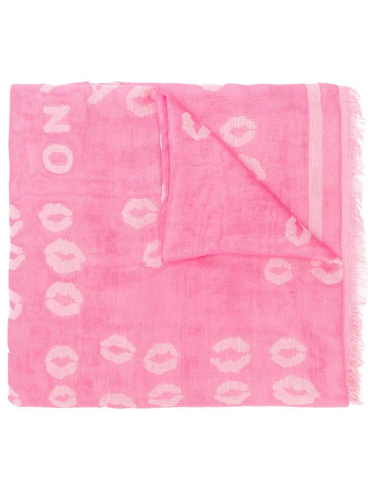 Luisa Cerano Lip Print Scarf - Pink