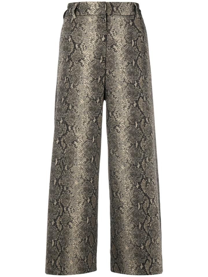 Twin-set Snake Print Cropped Trousers - Black