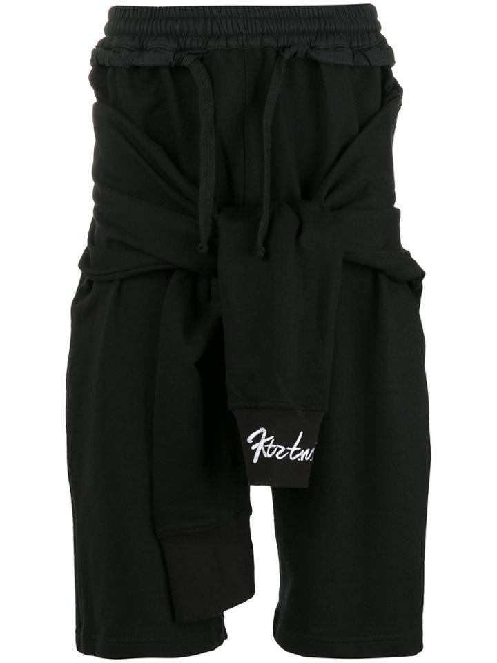 Ktz Tied Waist Sweat Shorts - Black