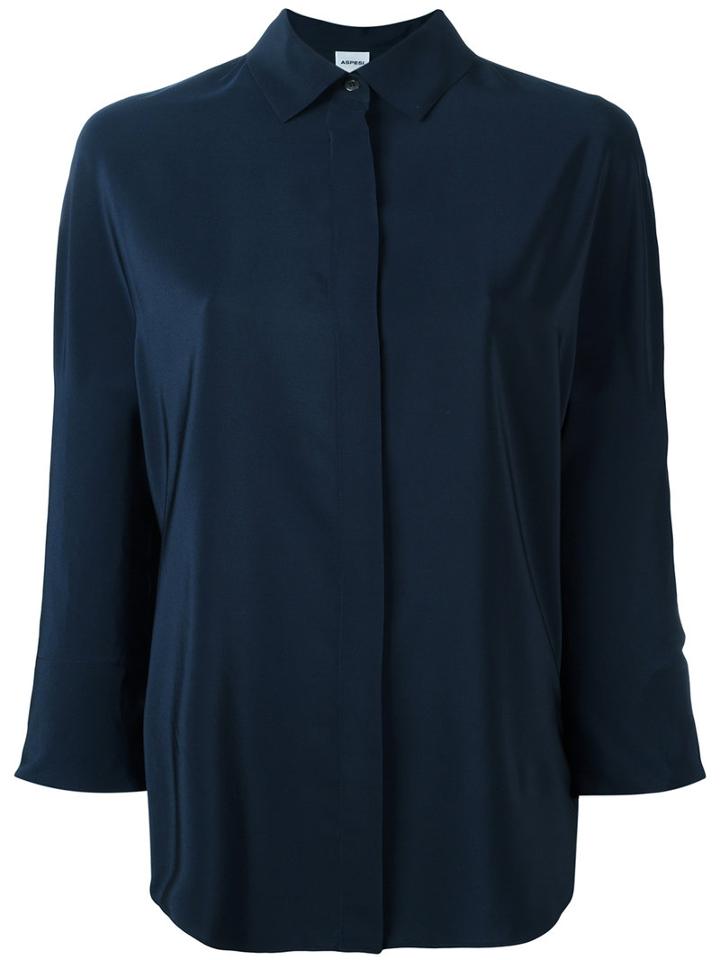 Aspesi - Plain Shirt - Women - Silk - 38, Women's, Blue, Silk