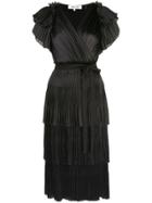 Dvf Diane Von Furstenberg Sasha Pleated Ruffle Wrap Dress - Black