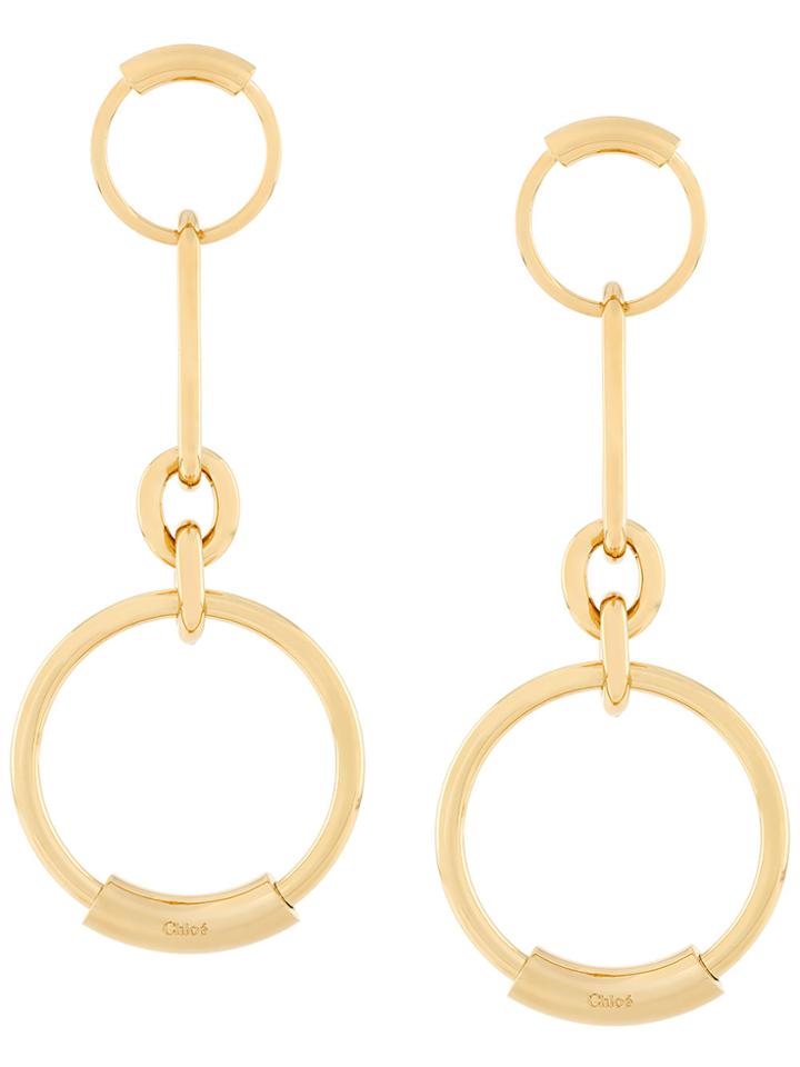 Chloé Drop Hoop Earrings - Metallic