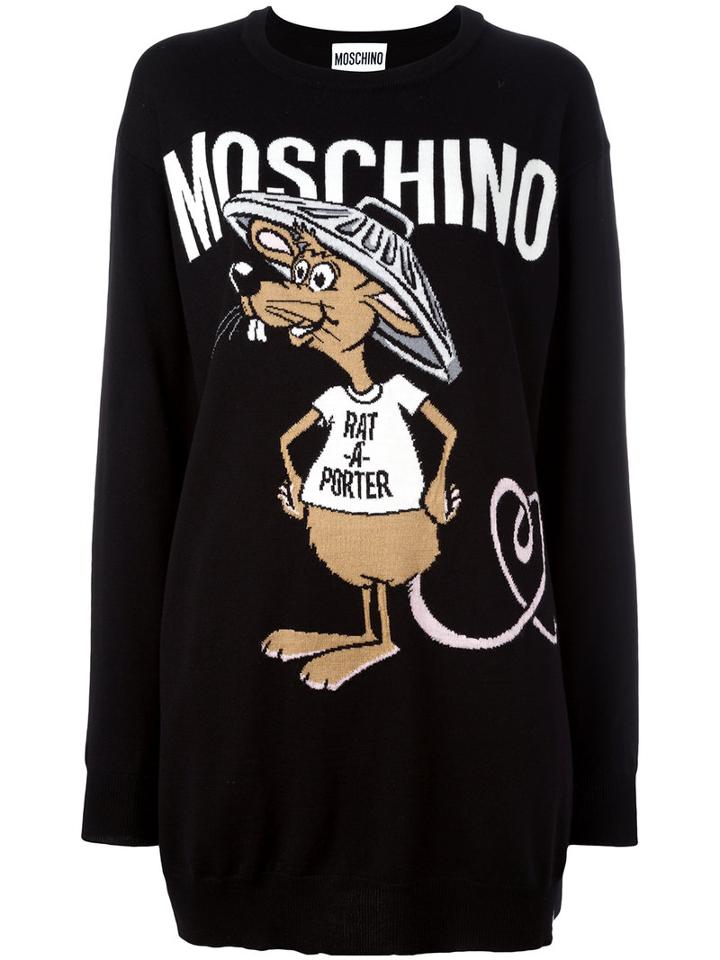 Moschino Rat-a-porter Jumper Dress, Women's, Size: Medium, Black, Virgin Wool