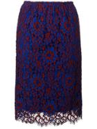 Calvin Klein Floral Lace Midi Skirt - Blue