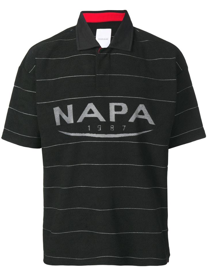 Napa By Martine Rose Logo Printed Polo Top - Black