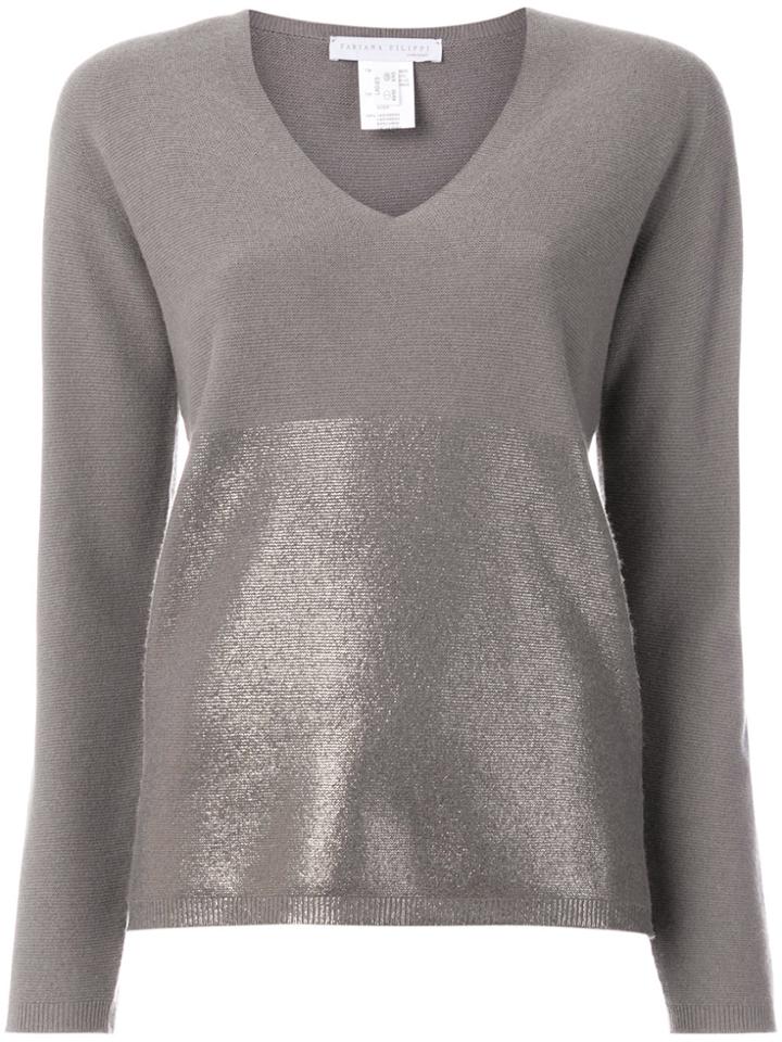 Fabiana Filippi Metallic Panelled Sweater - Grey