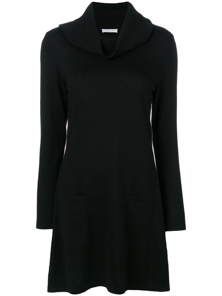 Le Tricot Perugia Oversized Roll Neck Sweater Dress - Black