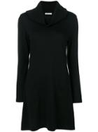 Le Tricot Perugia Oversized Roll Neck Sweater Dress - Black