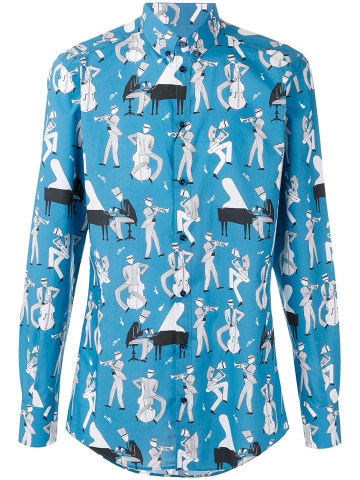 Dolce & Gabbana Jazz Musicians Print Shirt - Blue