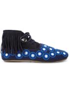 Figue Wolf Beaded Moccasins - Blue