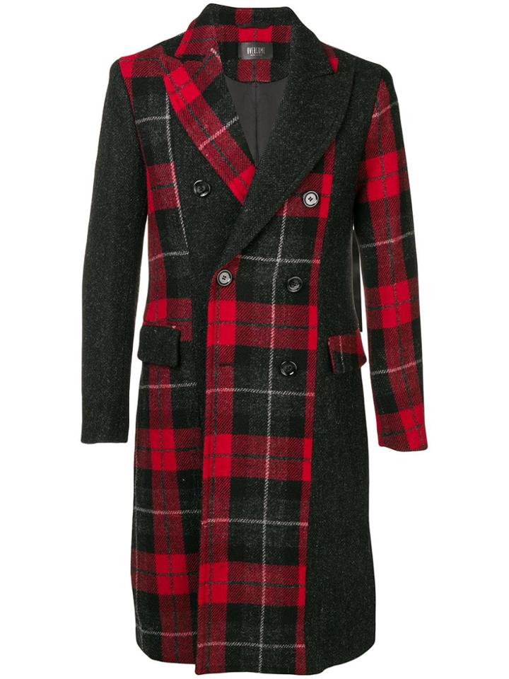 Overcome Plaid Double Breasted Coat - Red