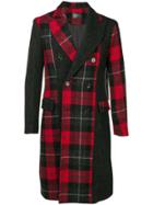 Overcome Plaid Double Breasted Coat - Red