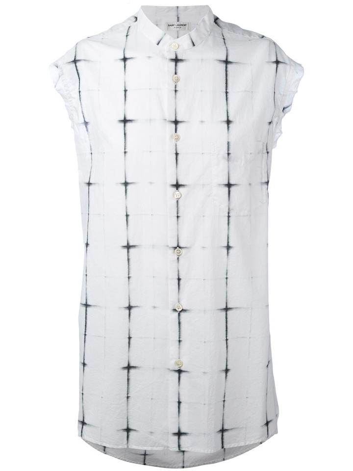 Saint Laurent - Tie Dye Plaid Sleeveless Shirt - Men - Cotton - 38, White, Cotton